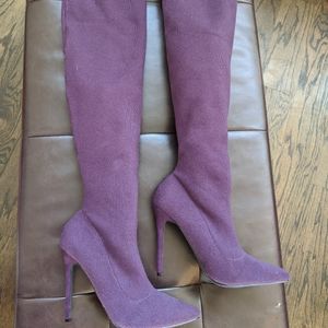 Purple thigh high boots